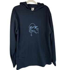 Vintage 90s Russell Athletic Youth Embroidered Basketball Hoodie Navy Sz 12 USA